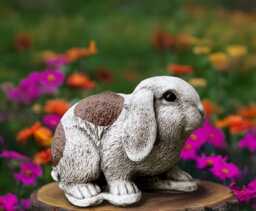 Cute Rabbit Statue Concrete Bunny Sculpture Outdoor Animal Decoration Handmade Front Door Ornament Rabbit Lover Gift Yard Art - thumbnail 1