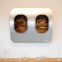 Flamed & Oiled Airplane Window Wall Bar - Double Aviation Shelf Aircraft Furniture Pilot Gift Decor - thumbnail 3
