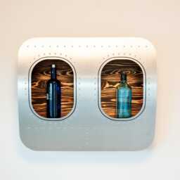 Flamed & Oiled Airplane Window Wall Bar - Double Aviation Shelf Aircraft Furniture Pilot Gift Decor - thumbnail 1