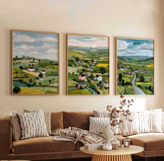 Set Of 3 North Yorkshire Posters, England Travel Prints, Countryside Wall Art Set, Scenic UK Nature Landscape Prints - image 1