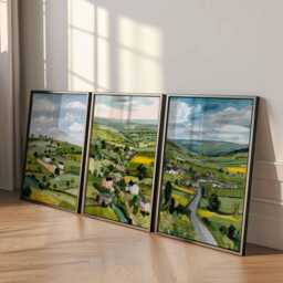 Set Of 3 North Yorkshire Posters, England Travel Prints, Countryside Wall Art Set, Scenic UK Nature Landscape Prints - thumbnail 2