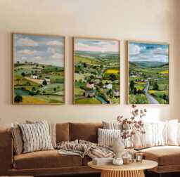 Set Of 3 North Yorkshire Posters, England Travel Prints, Countryside Wall Art Set, Scenic UK Nature Landscape Prints - thumbnail 1