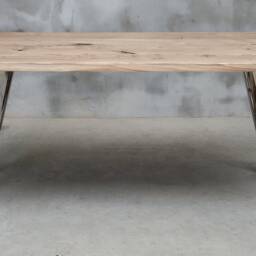 Custom Folding Table Made Of Oak Wood, Conference With Polished Steel Legs, Rectangular Industrial Table, Family Big Dining Table - thumbnail 3