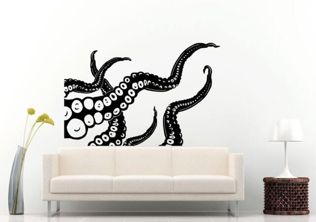 Octopus Climbing Tentacles Sea Ocean Water Fish Animal Creature Wall Decal Vinyl Sticker Mural Room Decor L1310 - image 1