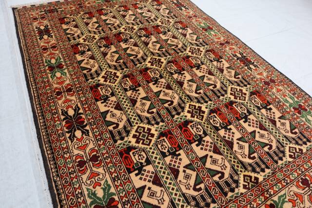 Beige 3'3x5'0 Ft Afghan Handmade Area Rug, Top Quality Hand Knotted Soft Wool Tribal Ala Bakhmal Bukhara 3x5 Oriental Turkmen Rug - image 1