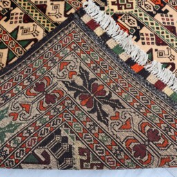 Beige 3'3x5'0 Ft Afghan Handmade Area Rug, Top Quality Hand Knotted Soft Wool Tribal Ala Bakhmal Bukhara 3x5 Oriental Turkmen Rug - thumbnail 4