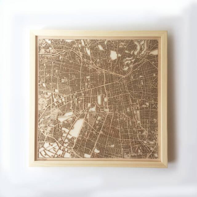 Santiago Chile Wooden Street Map - 3D Laser Cut Framed Wall Art - image 1