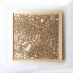 Santiago Chile Wooden Street Map - 3D Laser Cut Framed Wall Art - thumbnail 1