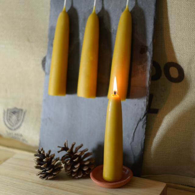 Hand Dipped Beeswax Candle Pair Traditional Westcountry Candles - 35Hr
