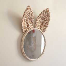 Large Rattan Mirror With Leopard Print Rabbit Baby Nursery Decoration - thumbnail 2