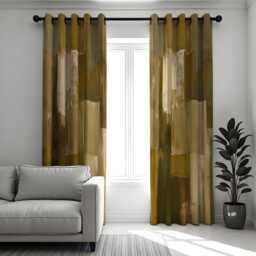 Abstract Mustard Curtains, Modern Geometric Brushstroke Drapes, Contemporary Living Room Decor, Made To Measure Window Panel - thumbnail 2