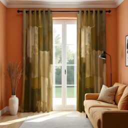 Abstract Mustard Curtains, Modern Geometric Brushstroke Drapes, Contemporary Living Room Decor, Made To Measure Window Panel - thumbnail 3