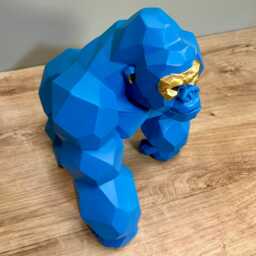 Large Blue Geometric Gorilla Ornament Home Decoration Unique Gift/Modern Animal D??cor - thumbnail 4