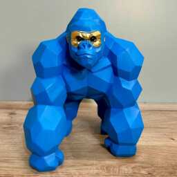 Large Blue Geometric Gorilla Ornament Home Decoration Unique Gift/Modern Animal D??cor - thumbnail 2
