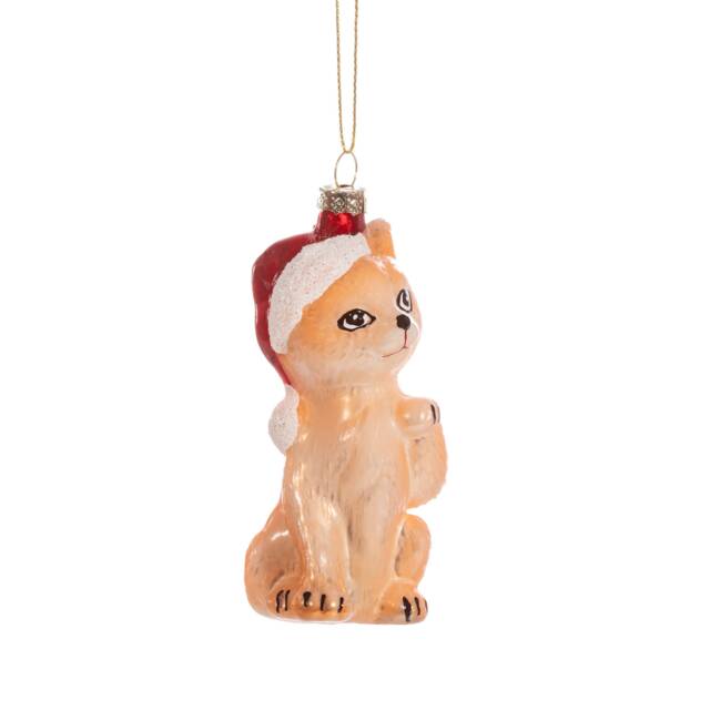 Kitten With Santa Hat Glass Christmas Bauble - Winter Festive Fun Kids Sparkly Pet Cat Lover Shiny Gold Gift Friends Family - image 1