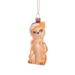 Kitten With Santa Hat Glass Christmas Bauble - Winter Festive Fun Kids Sparkly Pet Cat Lover Shiny Gold Gift Friends Family - thumbnail 2