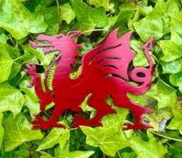 Red Welsh Dragon Metal Wall Art Gift Y Ddraig Goch Cymru Flag Decor Wales Patriot Memorial Celtic Plaque Christmas - 20cm - thumbnail 1