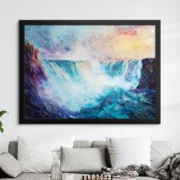 Niagara Falls Abstract Oil Painting Framed Print & Canvas Large Sizes Wall Art Poster Travel Home Decor Interior Waterfall Gift Idea - thumbnail 4