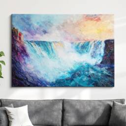Niagara Falls Abstract Oil Painting Framed Print & Canvas Large Sizes Wall Art Poster Travel Home Decor Interior Waterfall Gift Idea