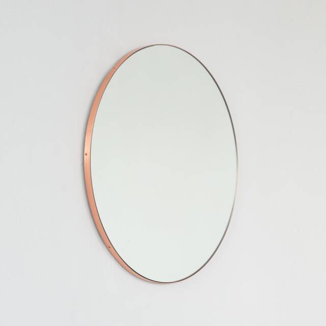 Orbis??? Round Minimalist Mirror With Copper Frame - Large, Xl - image 1