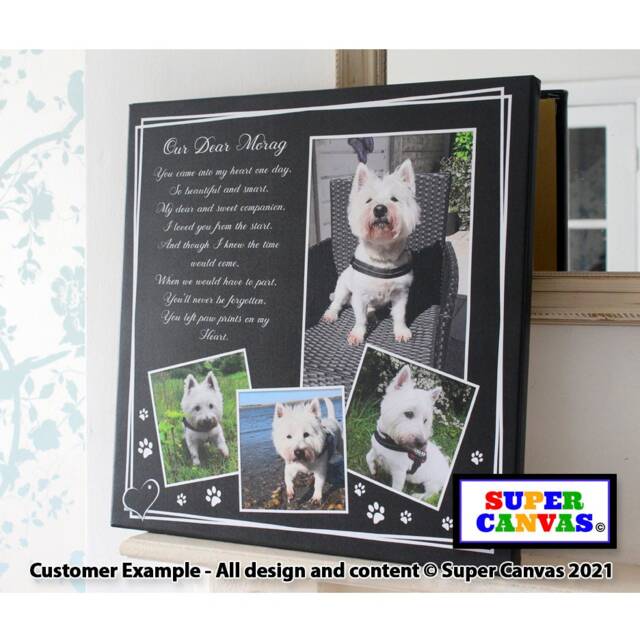 Dog Puppy Pet Memorial Personalised Portrait Picture Frame Wall Art Framed Canvas Print Handmade Cat Loss Christmas Gift - image 1