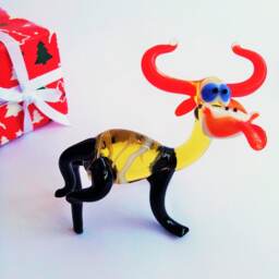Art Glass Gift Figurine Lampworking Animals Cow Color Glass Sculpture For Kids Handmade Miniature Christmas Gift - thumbnail 2