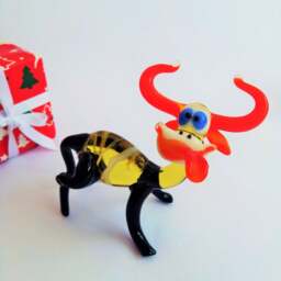 Art Glass Gift Figurine Lampworking Animals Cow Color Glass Sculpture For Kids Handmade Miniature Christmas Gift - thumbnail 3