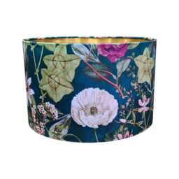 Clarke Drum Lampshade Passiflora Emerald Green Velvet Pink Floral Table Lamp Shade 15cm - 40cm - thumbnail 3