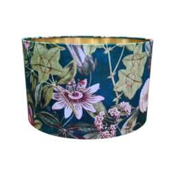Clarke Drum Lampshade Passiflora Emerald Green Velvet Pink Floral Table Lamp Shade 15cm - 40cm - thumbnail 2