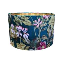 Clarke Drum Lampshade Passiflora Emerald Green Velvet Pink Floral Table Lamp Shade 15cm - 40cm - thumbnail 1