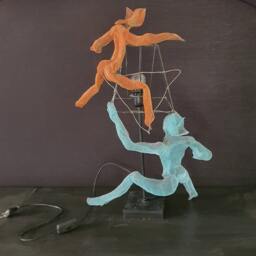 Sculptured Lamp 3D Metal Art Dancing Couple Wire Mesh Energetic Sculpture Anniversary Gift - thumbnail 3