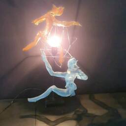 Sculptured Lamp 3D Metal Art Dancing Couple Wire Mesh Energetic Sculpture Anniversary Gift - thumbnail 4