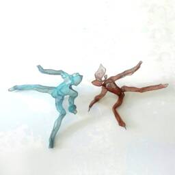 Sculptured Lamp 3D Metal Art Dancing Couple Wire Mesh Energetic Sculpture Anniversary Gift - thumbnail 2