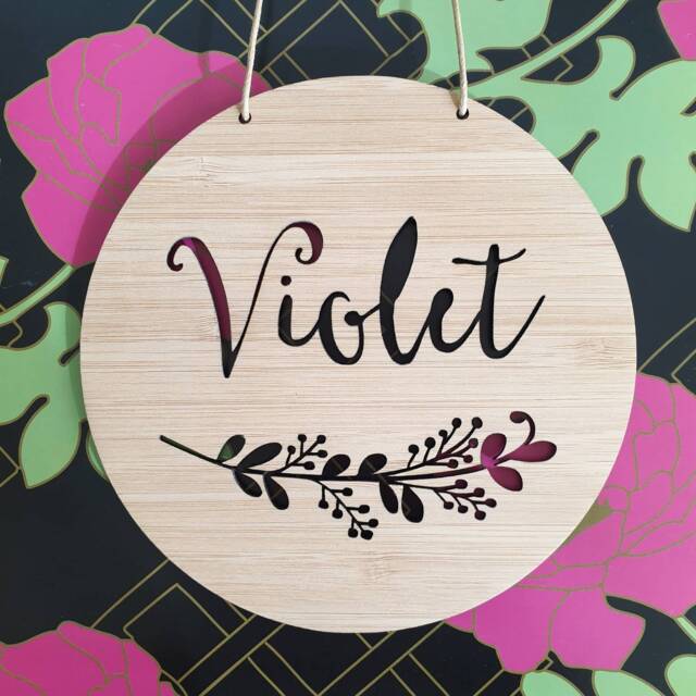 Floral Personalised Wooden Wall/Door Hanging-Wall Hanging-Kids Door Sign-Custom Name-Kids Gift-Baby Gift-Lasercut-Plaque-Nursery Decor - image 1
