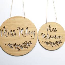 Floral Personalised Wooden Wall/Door Hanging-Wall Hanging-Kids Door Sign-Custom Name-Kids Gift-Baby Gift-Lasercut-Plaque-Nursery Decor - thumbnail 2