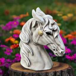 Concrete Horse Head Statue Stone Equestrian Figurine Cement Animal Sculpture Farmhouse Garden Decor Outdoor Yard Ornament Horse Lover Gift - thumbnail 1