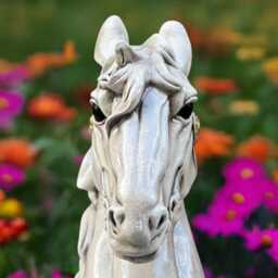 Concrete Horse Head Statue Stone Equestrian Figurine Cement Animal Sculpture Farmhouse Garden Decor Outdoor Yard Ornament Horse Lover Gift - thumbnail 4