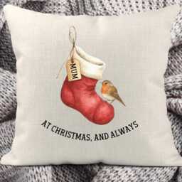 Personalised Memorial Cushion, Robin Pillow, Christmas Robins Appear, Gift, Memory Cushion, in Memory Of - thumbnail 4