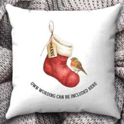 Personalised Memorial Cushion, Robin Pillow, Christmas Robins Appear, Gift, Memory Cushion, in Memory Of - thumbnail 3