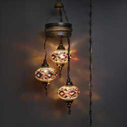 Turkish Ceiling Lamp, Decorative Pendant Mosaic Moroccan Chandeliers - thumbnail 2