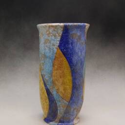 Flower Vase Shaped On The Lathe & Decorated By Hand With Technique Of Engobe Metal Oxides. Unique Piece. Height cm.24, 5 - thumbnail 2