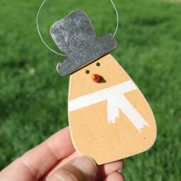Handmade Wood Snowman Ornament Rustic Christmas Tree Decoration - thumbnail 3