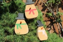 Handmade Wood Snowman Ornament Rustic Christmas Tree Decoration - thumbnail 1