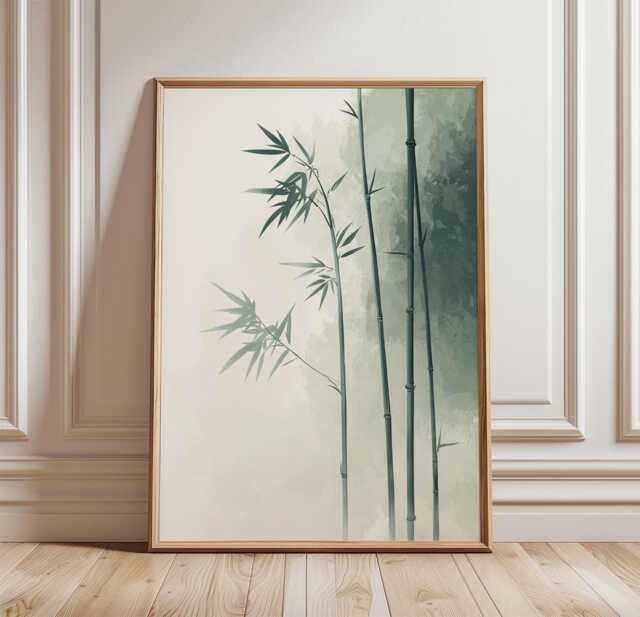 Bamboo Wall Art Poster - Japanese Zen Nature Print Minimal Botanical Decor Calm Neutral Interior Artwork - image 1
