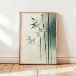 Bamboo Wall Art Poster - Japanese Zen Nature Print Minimal Botanical Decor Calm Neutral Interior Artwork - thumbnail 4