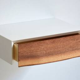 Minimalist Floating Nightstand With Live Edge Drawer - 3 Sizes Single Or Double - thumbnail 2