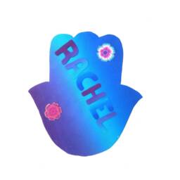 Personalized Blue Hamsa Hand Wall Hanging - Spiritual Home Blessing - thumbnail 2