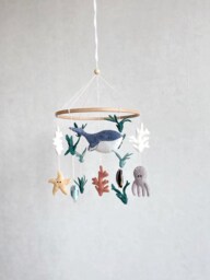 Whale Baby Mobile Nursery, Ocean Nautical Hanging Mobile, Coastal Neutral Sea Life Bebe, Shower Gift