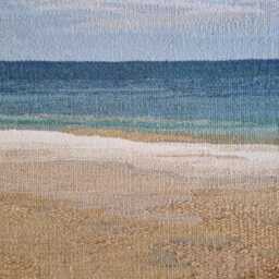 Handwoven Sea Tapestry Textured Linen&wool Wall Hanging, Vertical Fibre Art Decor, Earth Tones - thumbnail 3