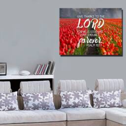 Psalm 1071 Give Thanks To The Lord, His Love Endures Forever Bible Verse Wall Art Canvas Scripture Home Decor Religious Framed - thumbnail 2